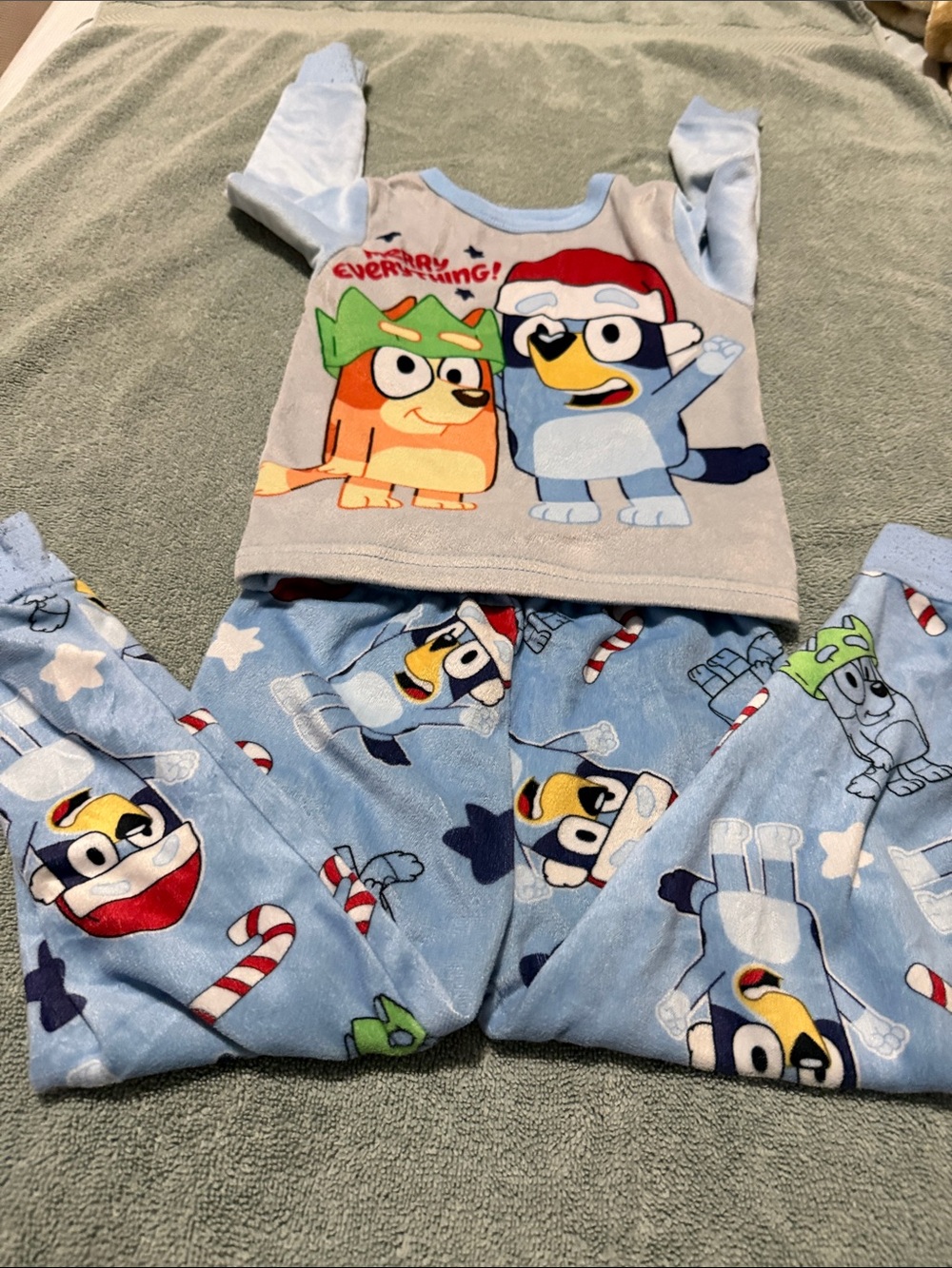 Blue Cartoon Character Kids Pajama Set with Long-Sleeve Top and Pants